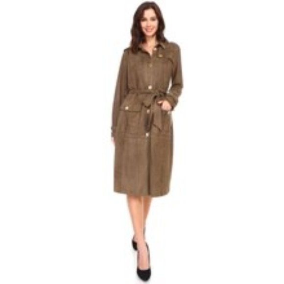 NWT Joh Apparel Ariana Suede Trench Coat & Dress - Picture 1 of 7